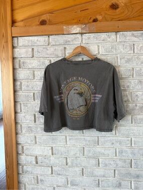 Cotton On Charcoal Gray Eagle Graphic Cropped Tee